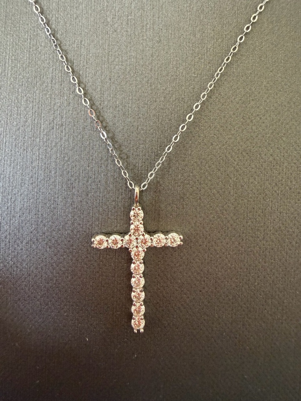 Silver Moissonites Cross Pendant Necklace - Women's Jewelry